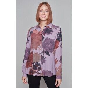 Women's Carre Noir Floral Long Sleeve Blouse Size XS